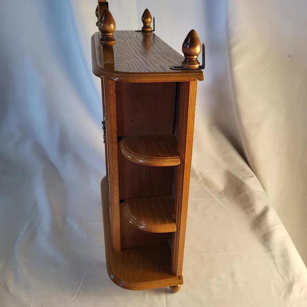 VTG Wall Mount or Table Top Mini Wood Curio Cabinet Glass Door Trinket Display
